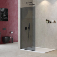 Душевая перегородка Cezares Liberta 110 см. профиль черный, стекло серое