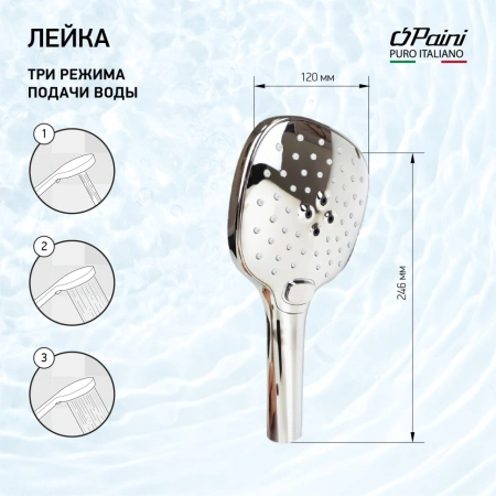 Душевая лейка Paini Pescara PSCR155F3D120 хром