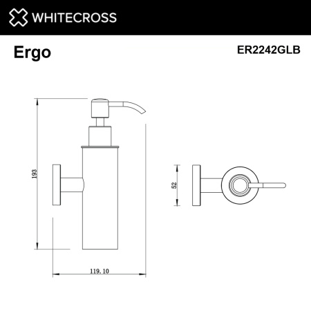 Дозатор для жидкого мыла подвесной WHITECROSS Ergo ER2242GLB (брашированное золото)
