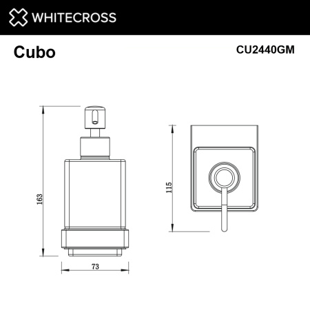 Дозатор для жидкого мыла подвесной WHITECROSS Cubo CU2440GM (оружейная сталь)
